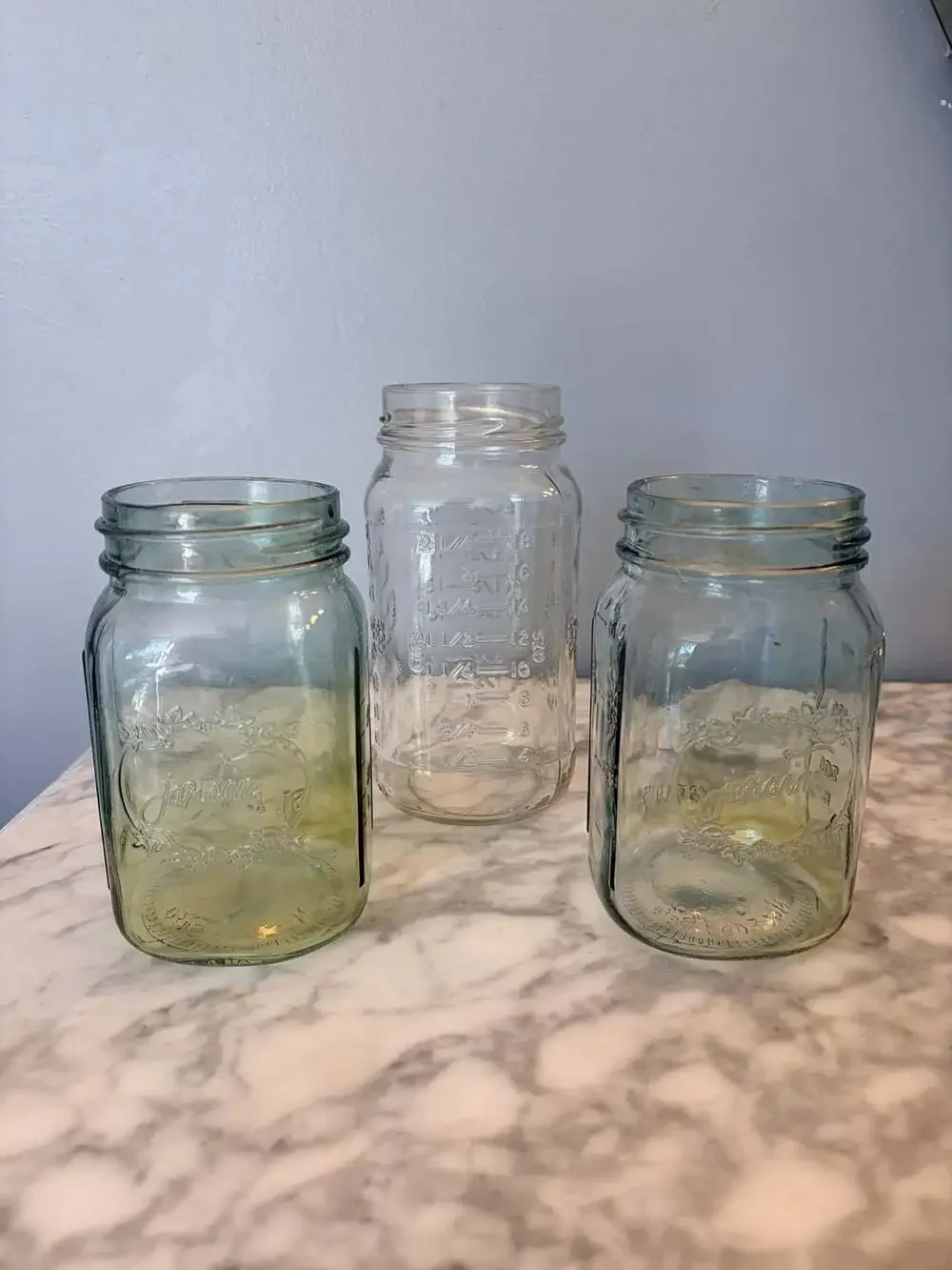 Vintage Jardin Embossed Glass Measuring Jar Set of 3 Fridge Herb Storage